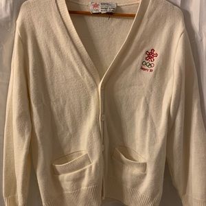White 1988 Calgary Olympic Cardigan